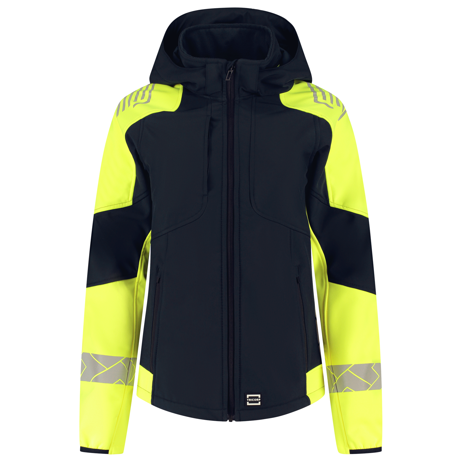 Tricorp Workwear Reflective Redefined Jassen 406115 Softshell Capuchon Dames HiVis inktblauw-fluo geel(inkfluoryellow)