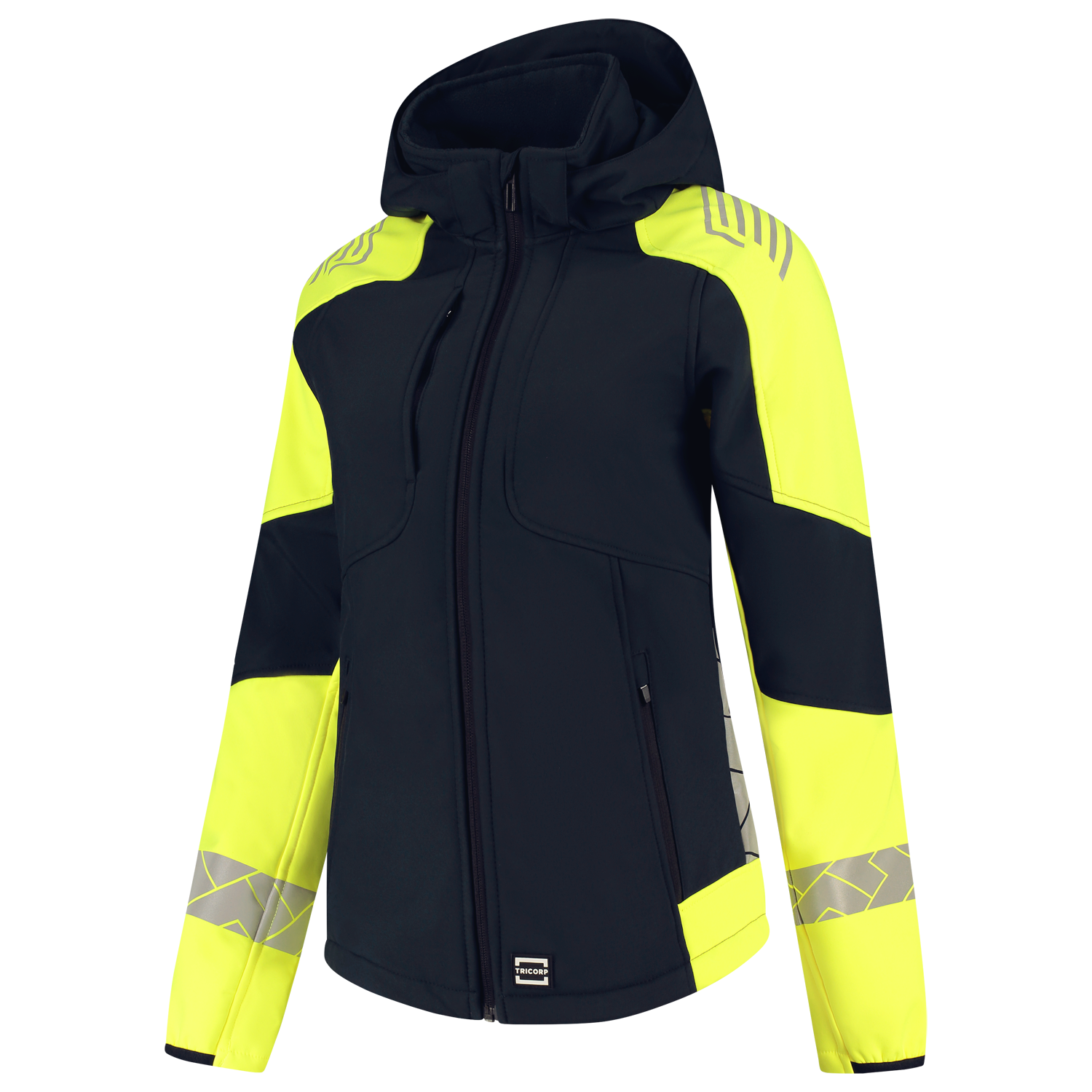 Tricorp Workwear Reflective Redefined Jassen 406115 Softshell Capuchon Dames HiVis inktblauw-fluo geel(inkfluoryellow)