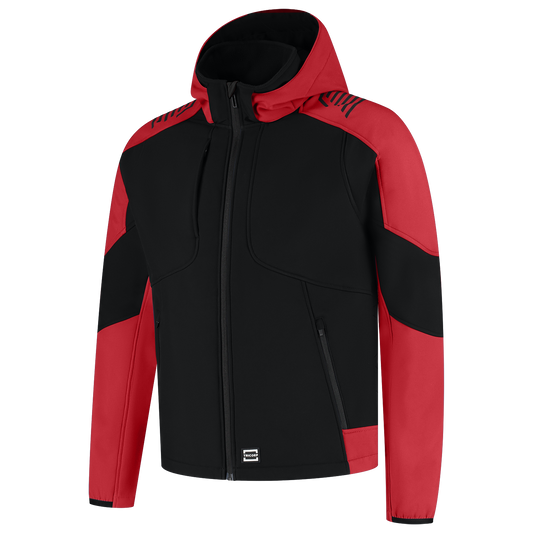 Tricorp Workwear Bicolor Redefined Jassen 406118 Softshell Capuchon zwart-fel rood(blackbrightred)