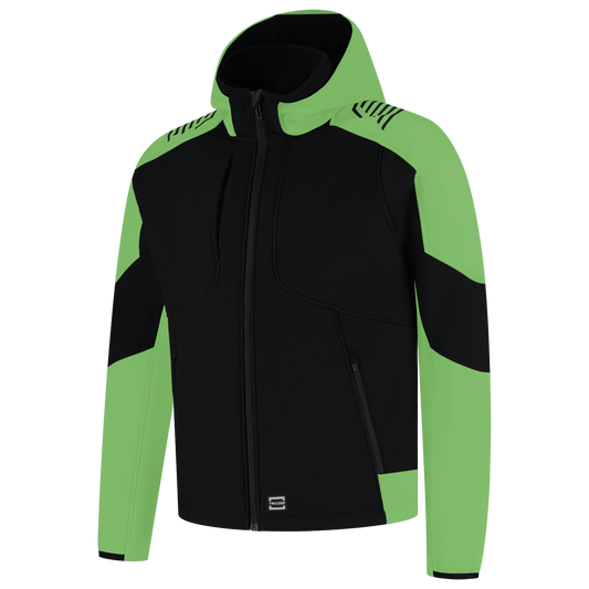 Tricorp Workwear Bicolor Redefined Jassen 406118 Softshell Capuchon zwart-limoengroen(blacklime)