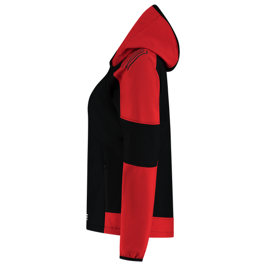 Tricorp Workwear Bicolor Redefined Jassen 406119 Softshell Capuchon Dames zwart-fel rood(blackbrightred)