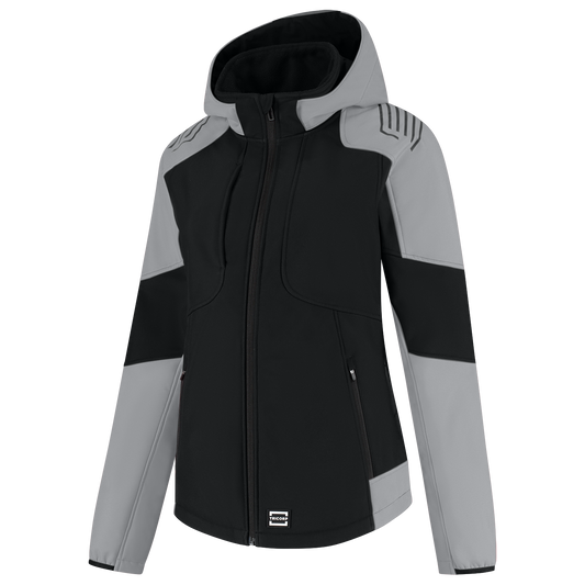 Tricorp Workwear Bicolor Redefined Jassen 406119 Softshell Capuchon Dames zwart-grijs(blackgrey)