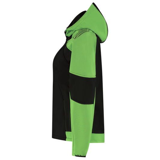 Tricorp Workwear Bicolor Redefined Jassen 406119 Softshell Capuchon Dames zwart-limoengroen(blacklime)