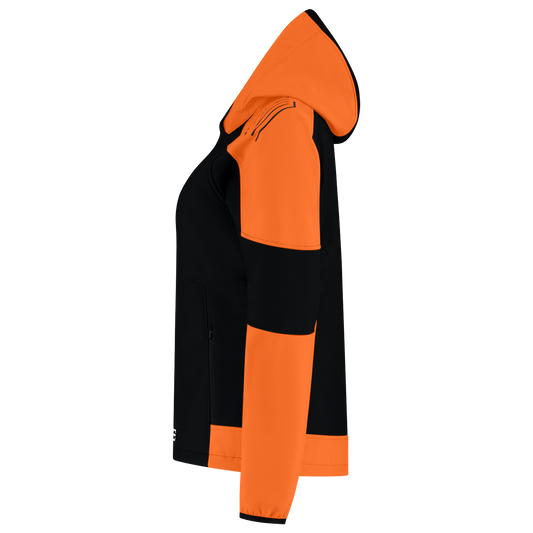 Tricorp Workwear Bicolor Redefined Jassen 406119 Softshell Capuchon Dames zwart-oranje(blackorange)