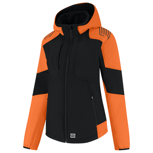 Tricorp Workwear Bicolor Redefined Jassen 406119 Softshell Capuchon Dames zwart-oranje(blackorange)