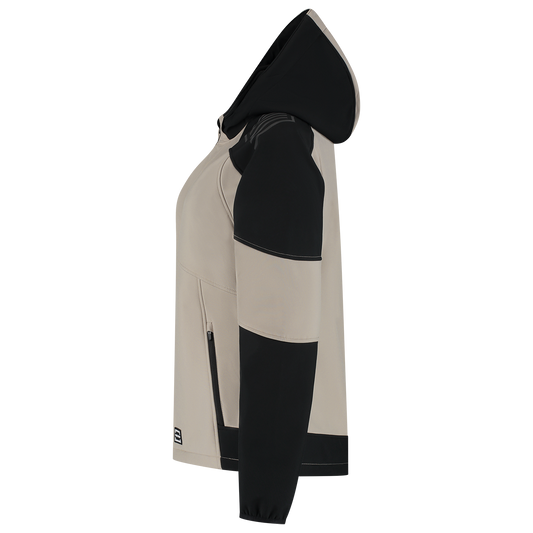 Tricorp Workwear Bicolor Redefined Jassen 406119 Softshell Capuchon Dames zand-zwart(sandblack)