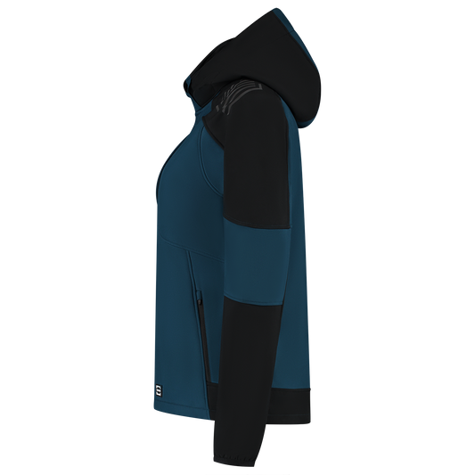 Tricorp Workwear Bicolor Redefined Jassen 406119 Softshell Capuchon Dames teal-zwart(tealblack)