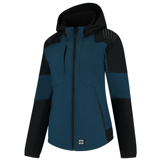 Tricorp Workwear Bicolor Redefined Jassen 406119 Softshell Capuchon Dames teal-zwart(tealblack)