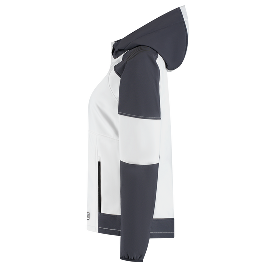 Tricorp Workwear Bicolor Redefined Jassen 406119 Softshell Capuchon Dames zwart-antracietgrijs(whiteanthracite)