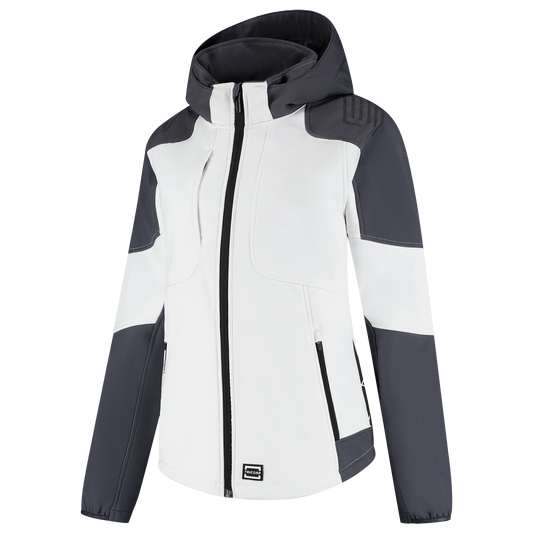 Tricorp Workwear Bicolor Redefined Jassen 406119 Softshell Capuchon Dames zwart-antracietgrijs(whiteanthracite)