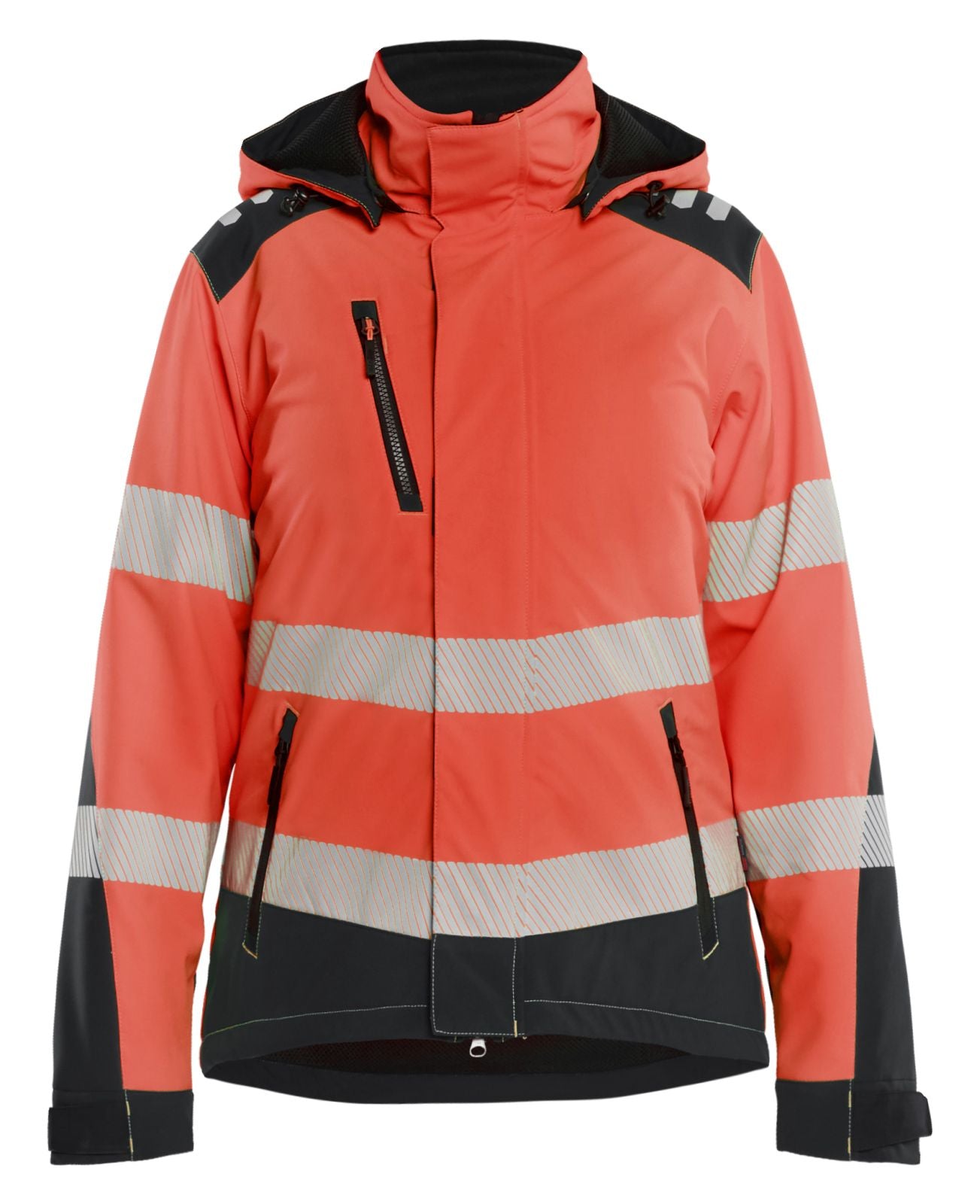 Blaklader Dames High Vis Winterjas 44012513 lichtgewicht softshell HiVis fluo rood-zwart(5599)