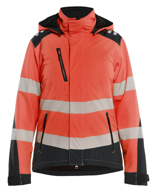 Blaklader Dames High Vis Winterjas 44012513 lichtgewicht softshell HiVis fluo rood-zwart(5599)