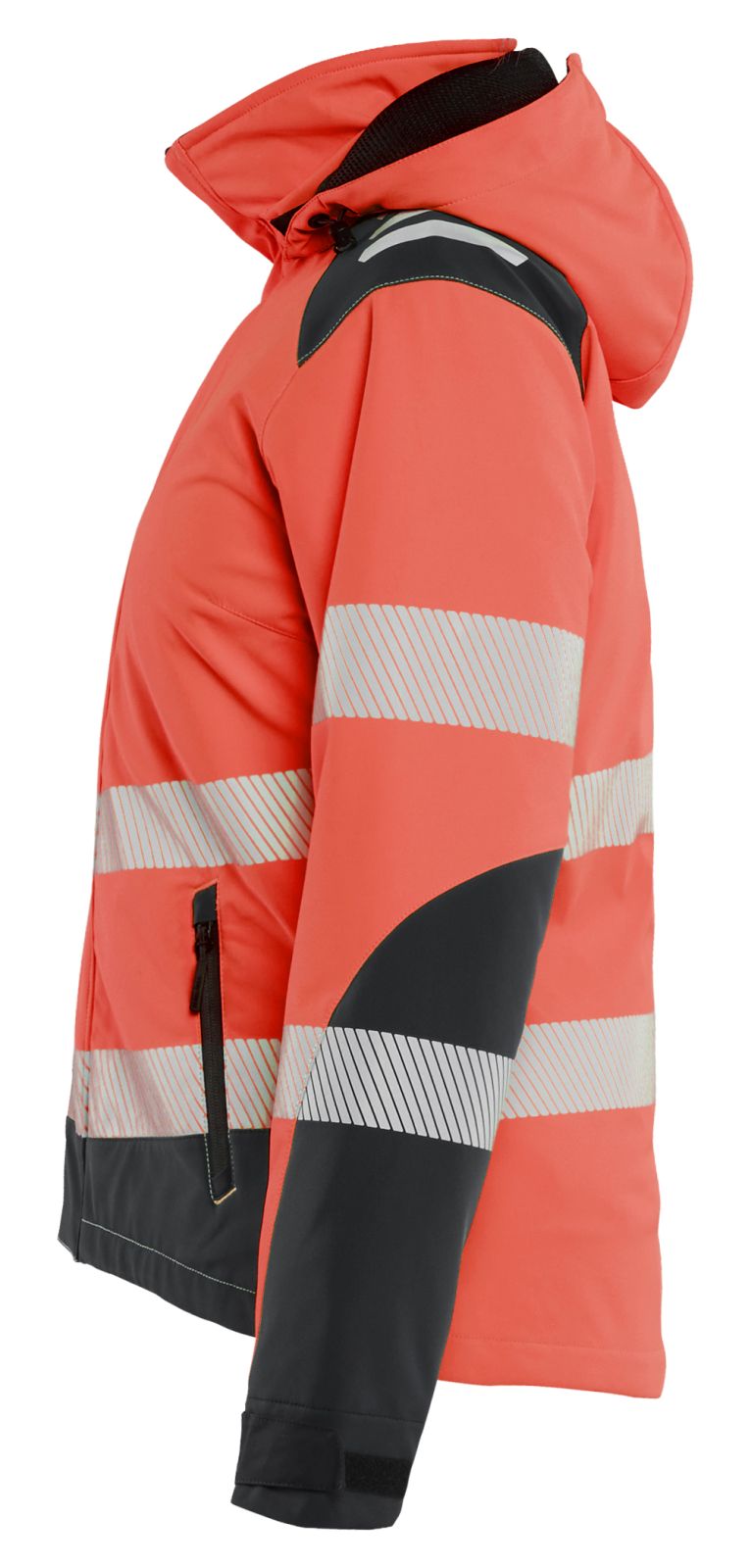 Blaklader Dames High Vis Winterjas 44012513 lichtgewicht softshell HiVis fluo rood-zwart(5599)