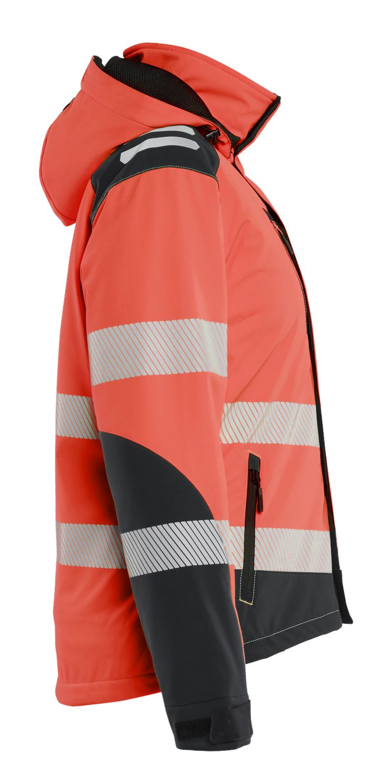 Blaklader Dames High Vis Winterjas 44012513 lichtgewicht softshell HiVis fluo rood-zwart(5599)