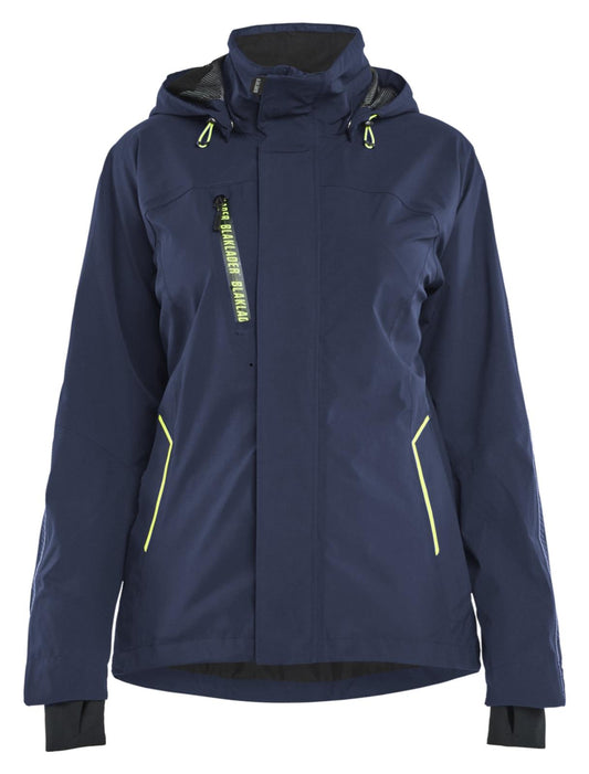 Blaklader Dames Jack 44031917 stretch shell donker marineblauw-fluo geel(8633)