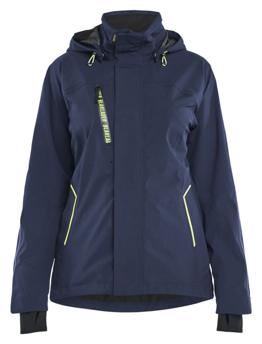 Blaklader Dames Jack 44031917 stretch shell donker marineblauw-fluo geel(8633)