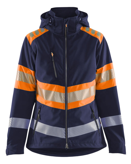 Blaklader High Vis Dames Jack 44042513 softshell dames HiVis waterdicht winddicht ademend marineblauw-oranje(8953)