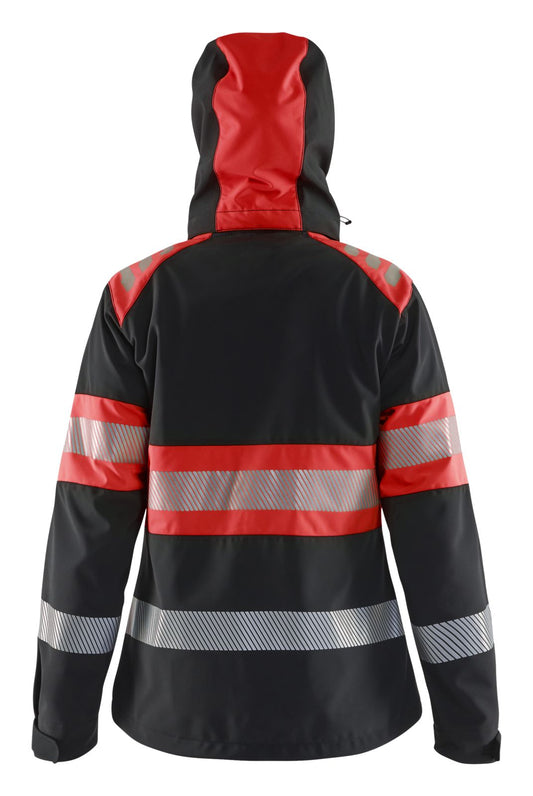 Blaklader High Vis Dames Jack 44042513 softshell dames HiVis waterdicht winddicht ademend zwart-fluo rood(9955)