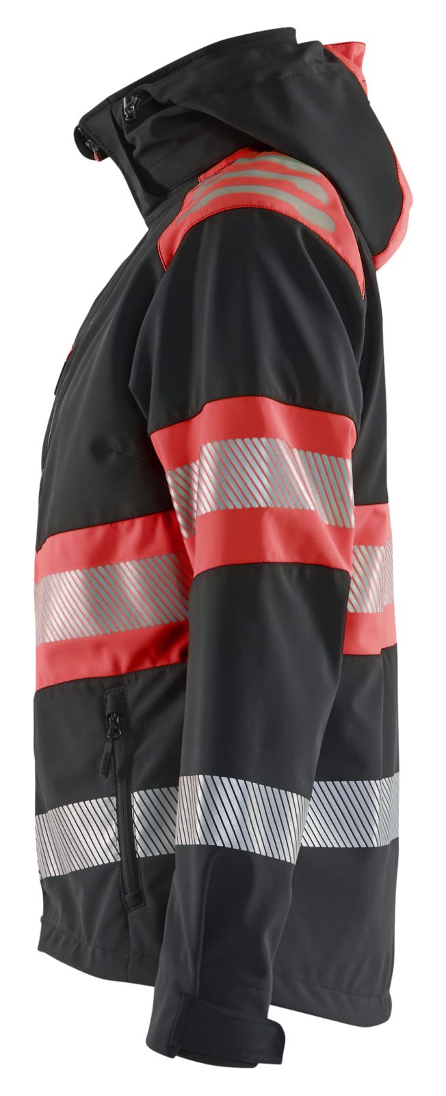 Blaklader High Vis Dames Jack 44042513 softshell dames HiVis waterdicht winddicht ademend zwart-fluo rood(9955)