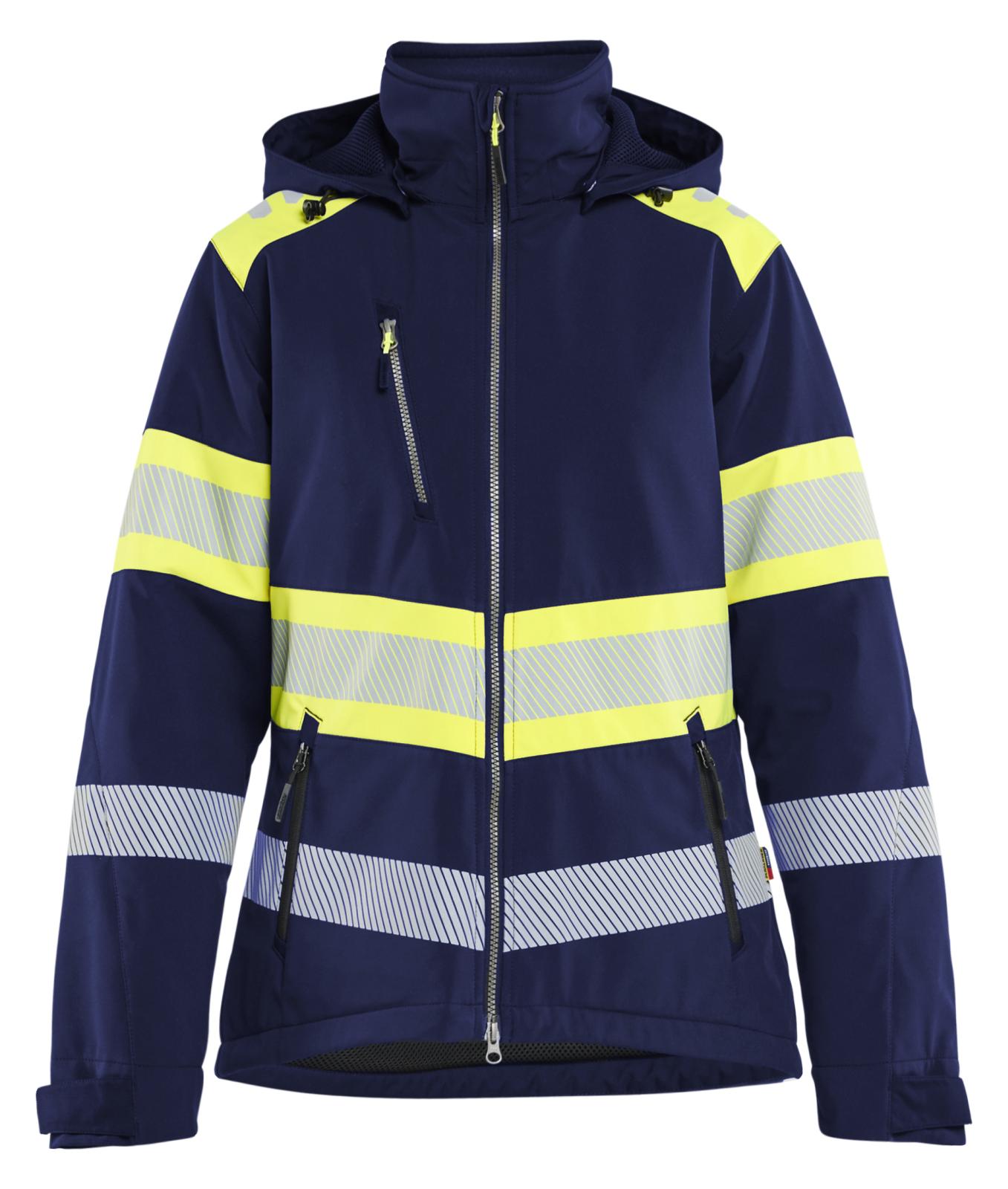 Blaklader Dames High Vis Jack 44062513 Lichtgewicht softshell gevoerd HiVis marineblauw-fluo geel(8933)