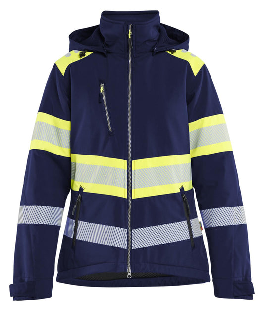 Blaklader Dames High Vis Jack 44062513 Lichtgewicht softshell gevoerd HiVis marineblauw-fluo geel(8933)