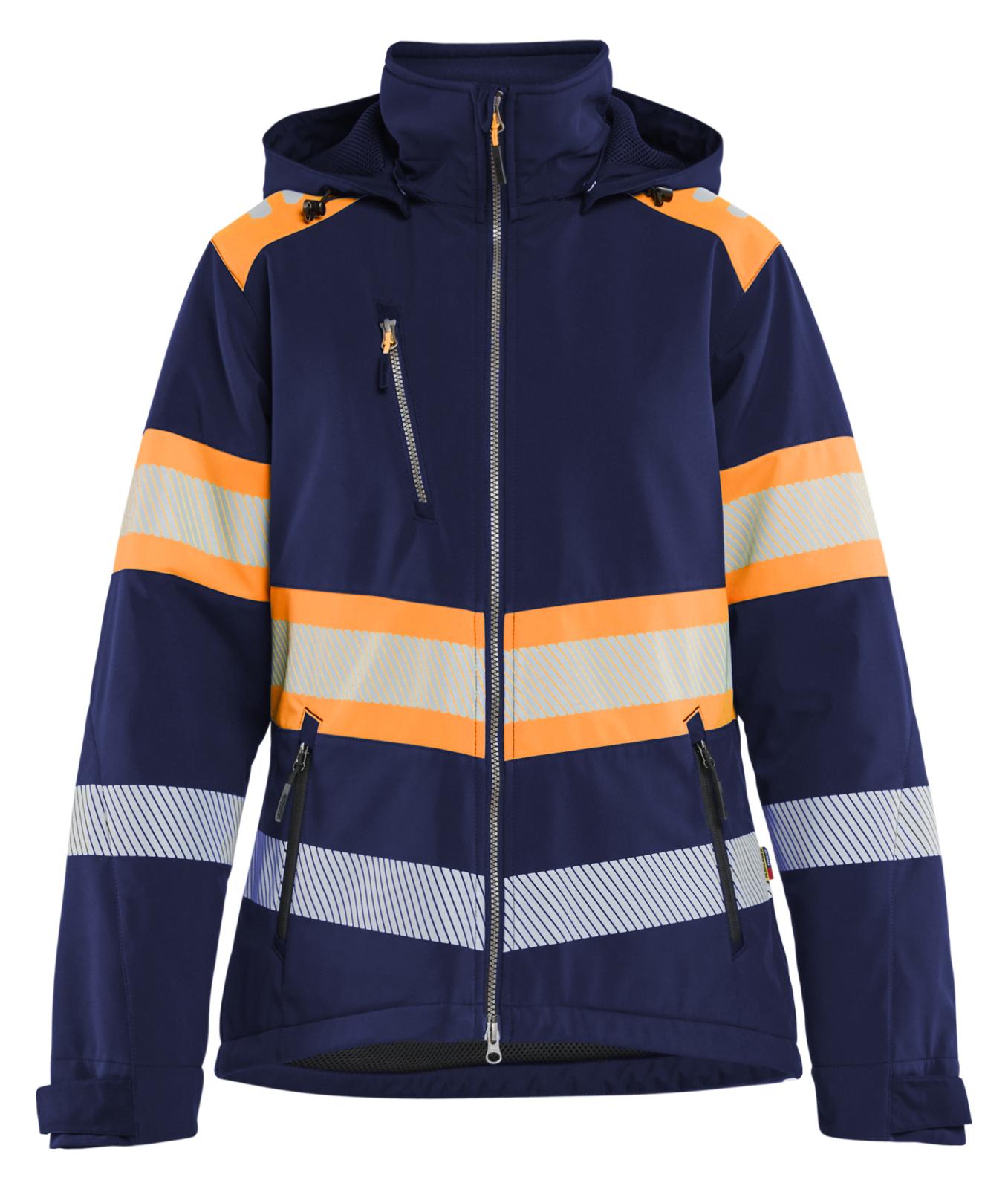 Blaklader Dames High Vis Jack 44062513 Lichtgewicht softshell gevoerd HiVis marineblauw-oranje(8953)
