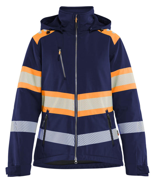 Blaklader Dames High Vis Jack 44062513 Lichtgewicht softshell gevoerd HiVis marineblauw-oranje(8953)