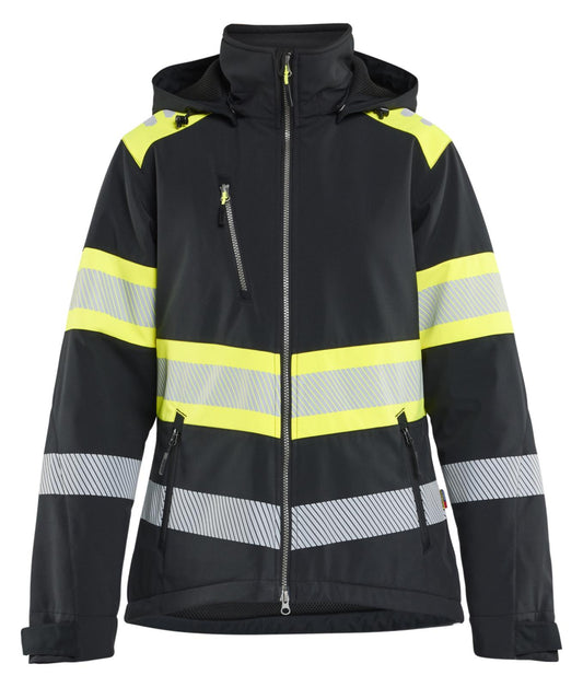 Blaklader Dames High Vis Jack 44062513 Lichtgewicht softshell gevoerd HiVis zwart-fluo geel(9933)