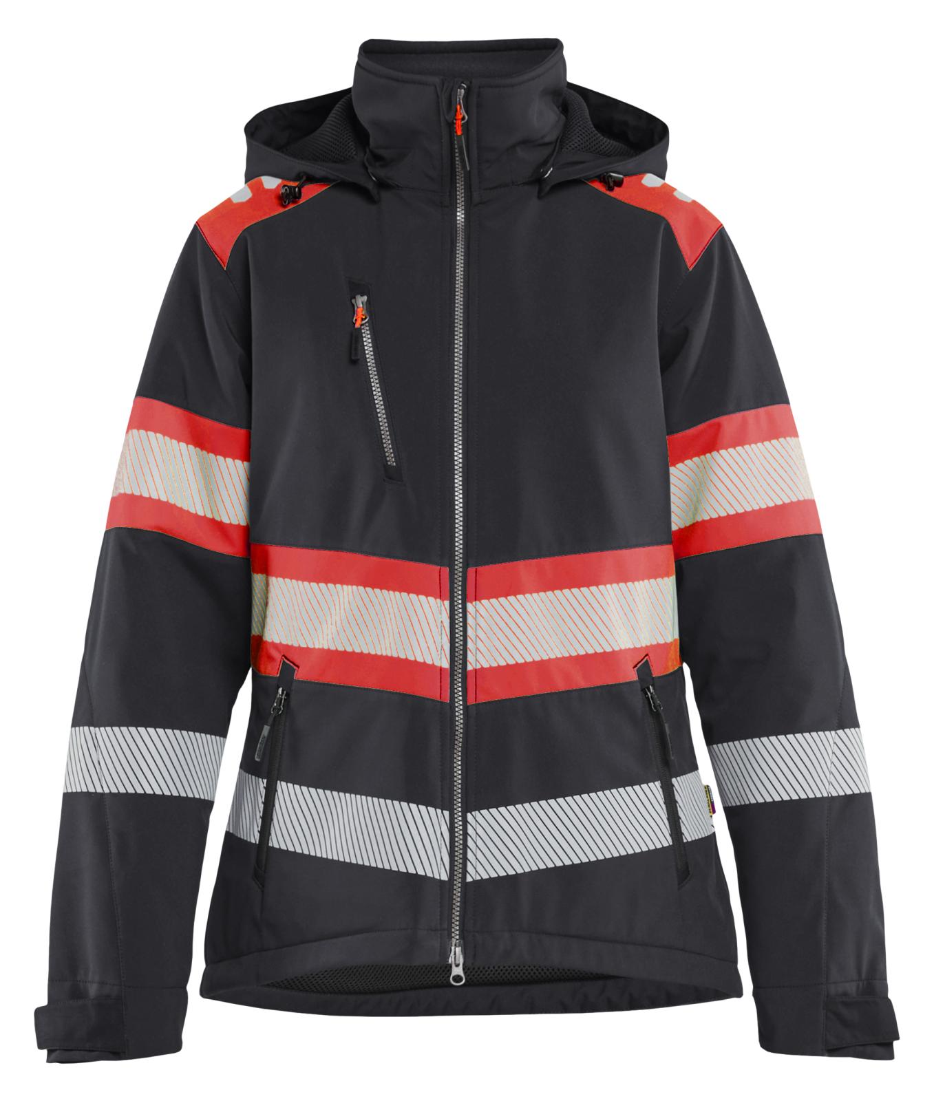 Blaklader Dames High Vis Jack 44062513 Lichtgewicht softshell gevoerd HiVis zwart-fluo rood(9955)
