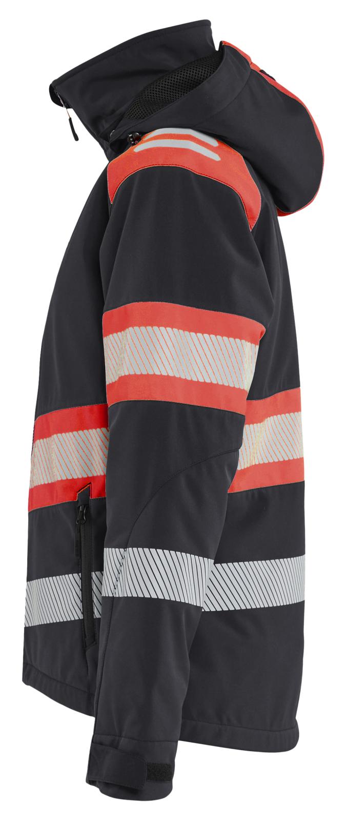 Blaklader Dames High Vis Jack 44062513 Lichtgewicht softshell gevoerd HiVis zwart-fluo rood(9955)