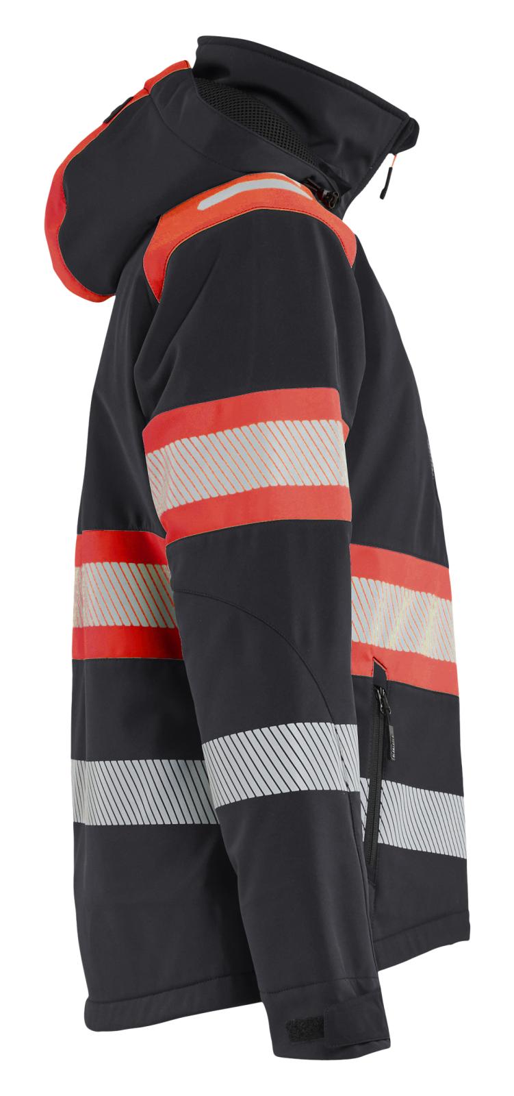Blaklader Dames High Vis Jack 44062513 Lichtgewicht softshell gevoerd HiVis zwart-fluo rood(9955)