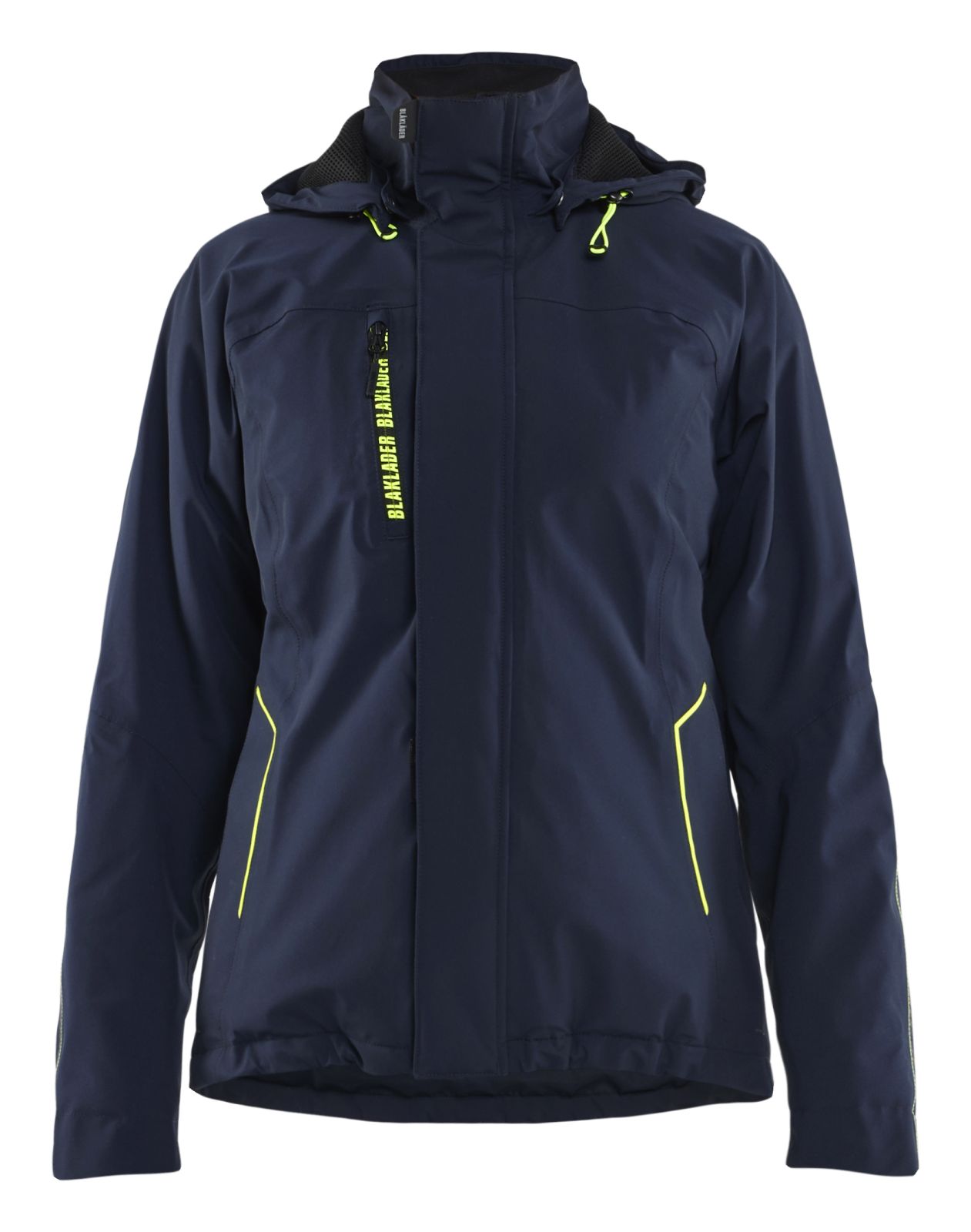 Blaklader Wind regen sneeuw Dames jassen 44081917 winter lichtsgewicht 4-weg stretch donker marineblauw-fluo geel(8633)