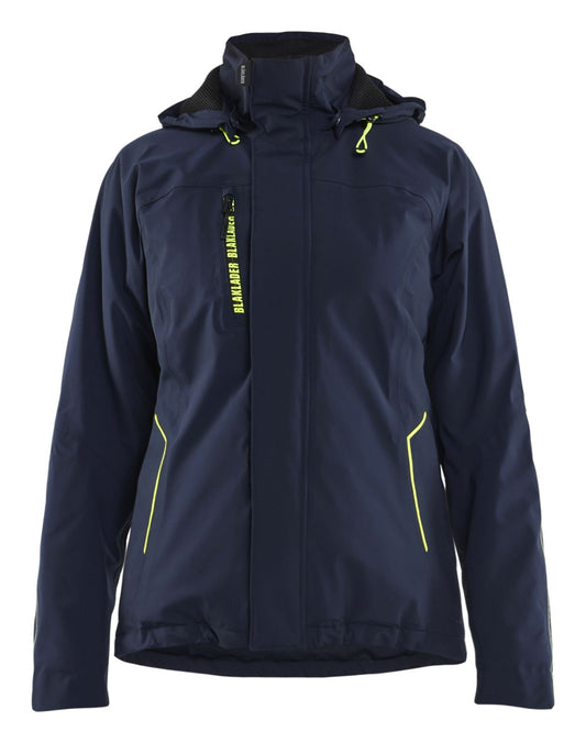 Blaklader Wind regen sneeuw Dames jassen 44081917 winter lichtsgewicht 4-weg stretch donker marineblauw-fluo geel(8633)