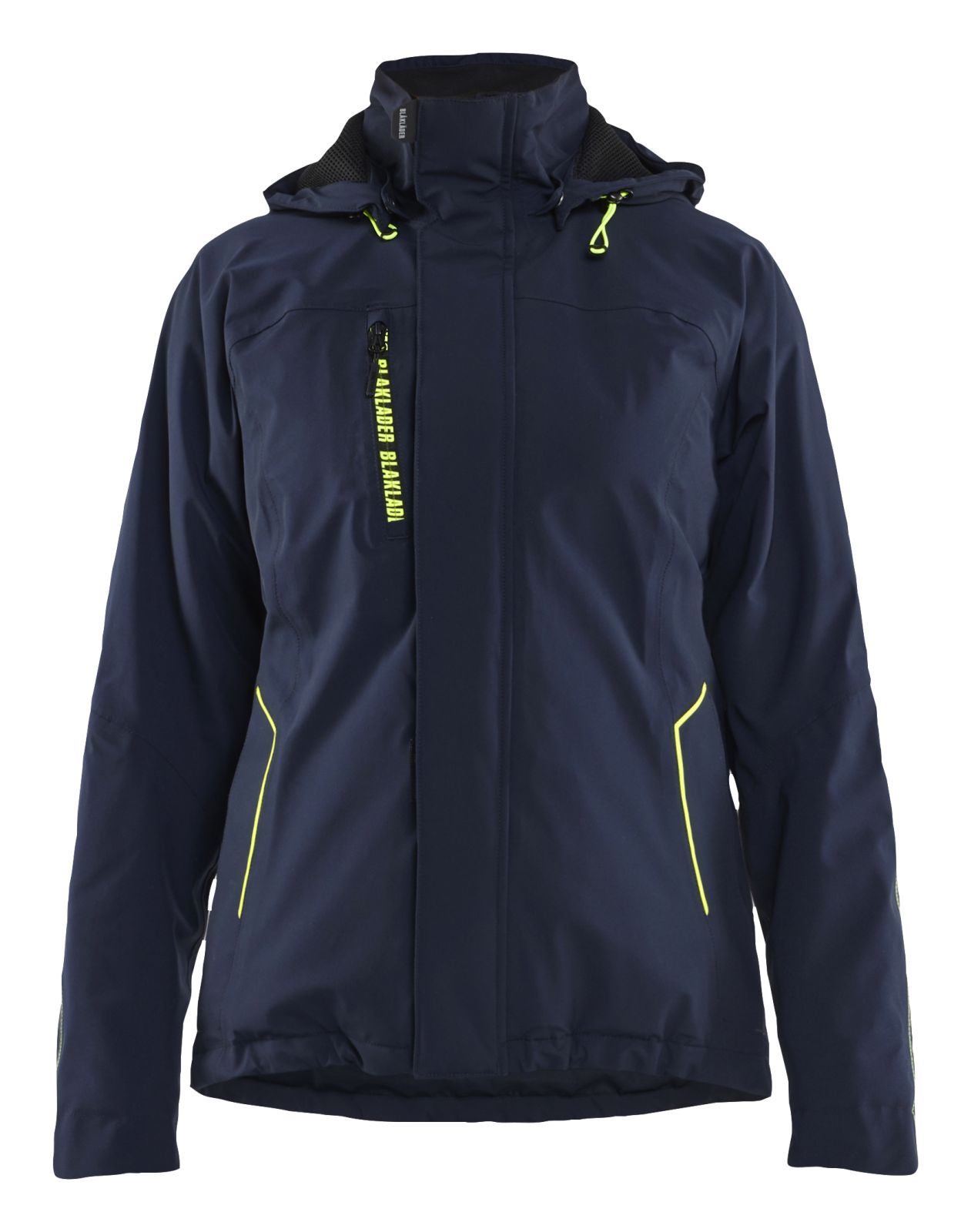 Blaklader Wind regen sneeuw Dames jassen 44081917 winter lichtsgewicht 4-weg stretch donker marineblauw-fluo geel(8633)