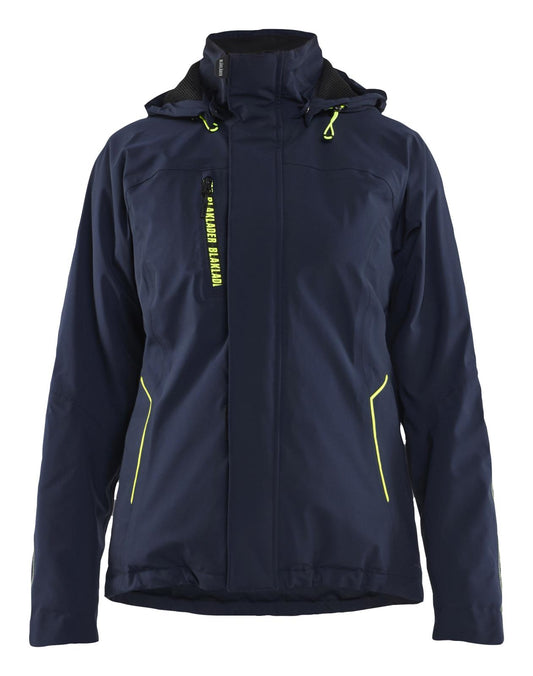 Blaklader Wind regen sneeuw Dames jassen 44081917 winter lichtsgewicht 4-weg stretch donker marineblauw-fluo geel(8633)