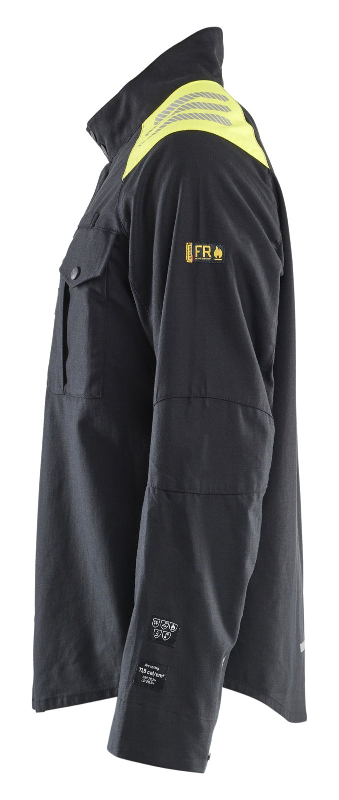 Blaklader Vlamvertragend Multinorm Overhemd 44091512 inherent vlamerend antistatisch zwart-fluo geel(9933)