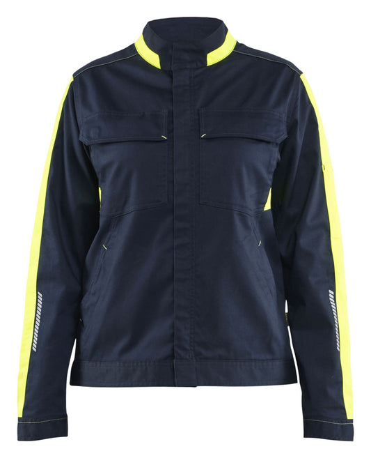 Blaklader Industrie Dames Jack 44431832 stretch donker marineblauw-fluo geel(8633)