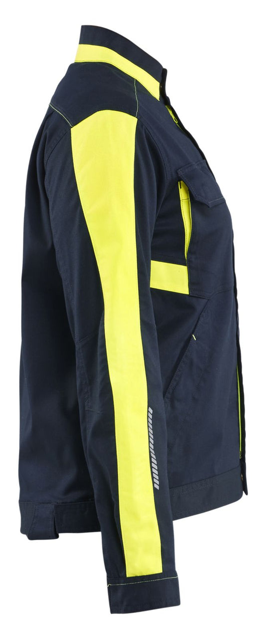 Blaklader Industrie Dames Jack 44431832 stretch donker marineblauw-fluo geel(8633)