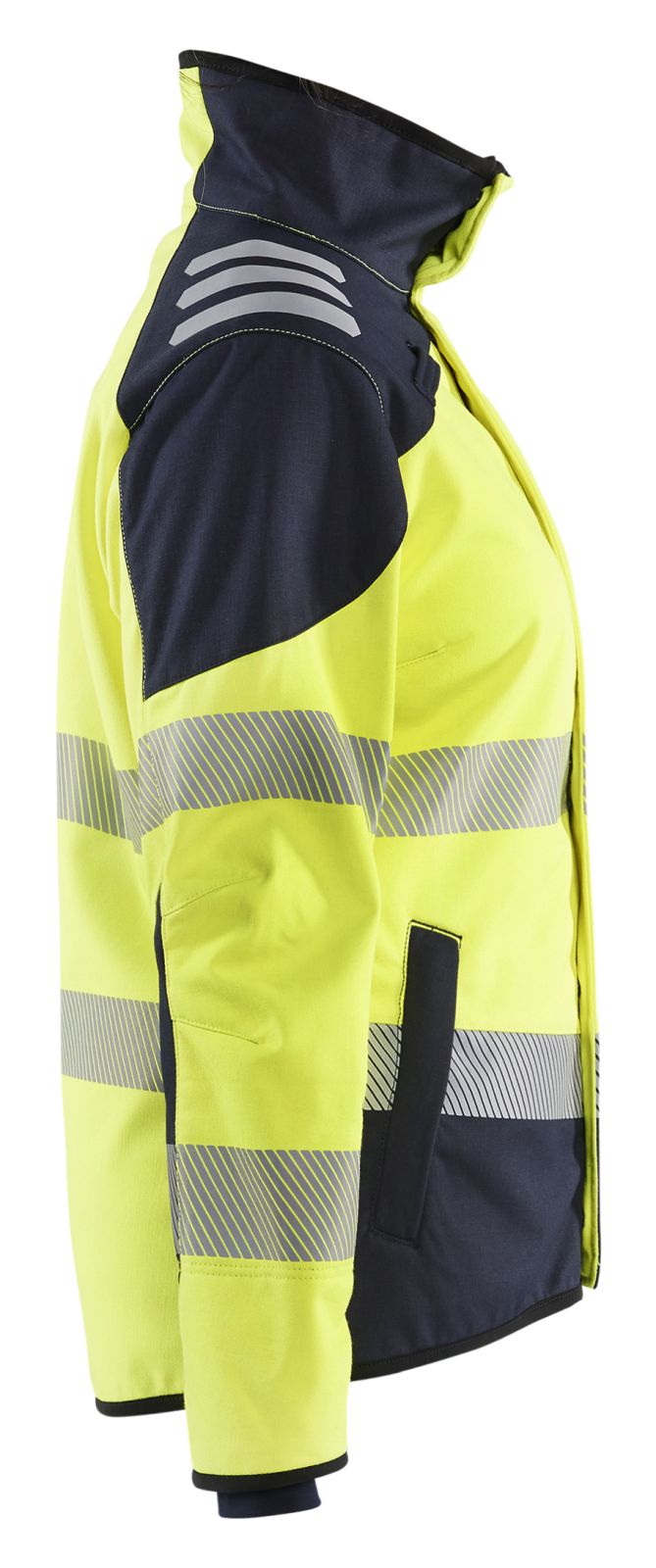Blaklader Vlamvertragend Multinorm Dames Jack 44481560 softshell vlamwerend antistatisch chemische spatten fluo geel-marineblauw(3389)