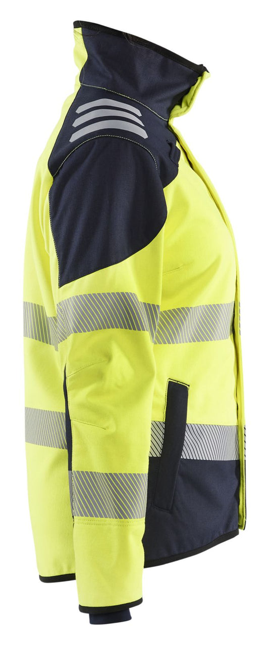 Blaklader Vlamvertragend Multinorm Dames Jack 44481560 softshell vlamwerend antistatisch chemische spatten fluo geel-marineblauw(3389)
