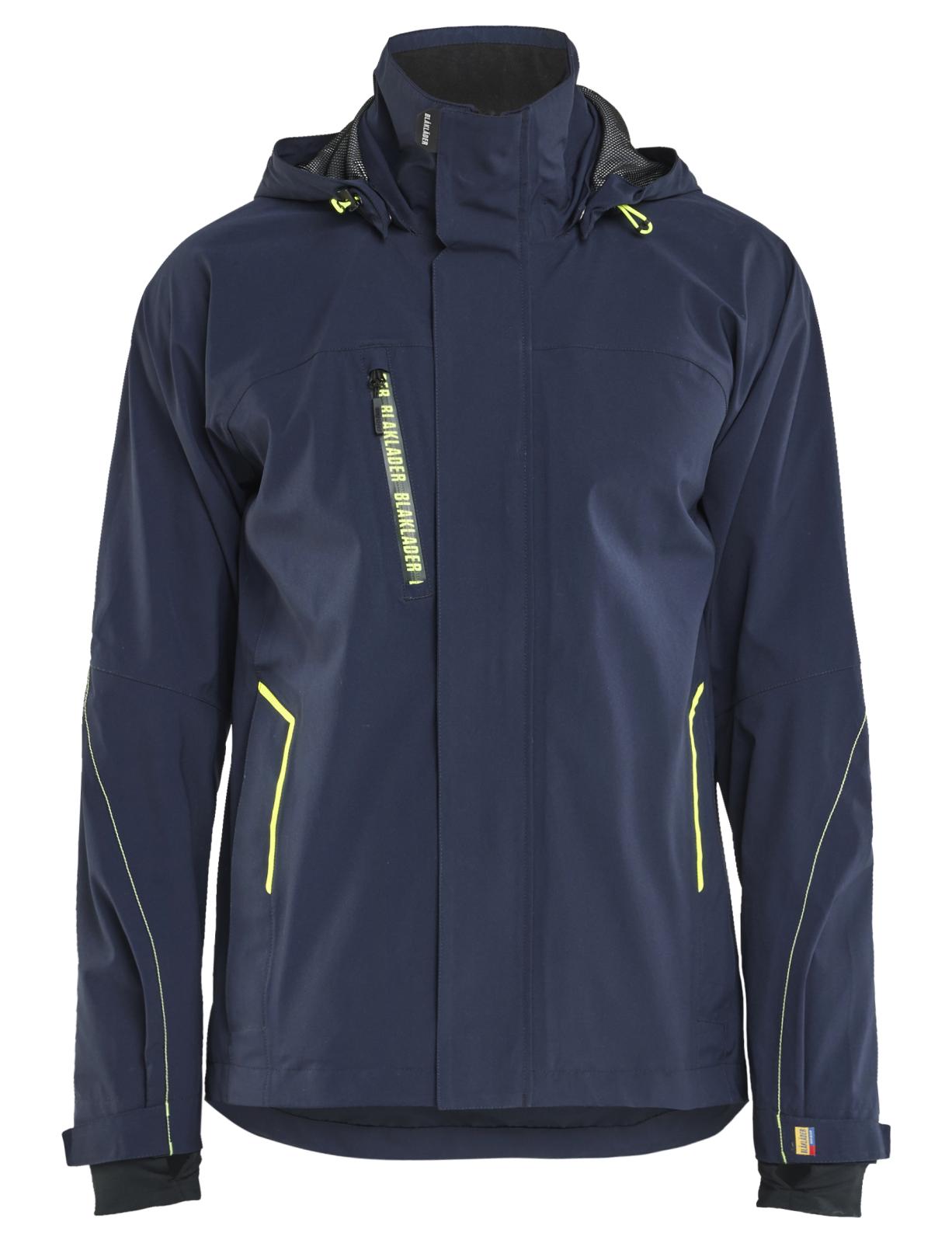 Blaklader Wind regen sneeuw Jack 44831917 stretch shell donker marineblauw-fluo geel(8633)