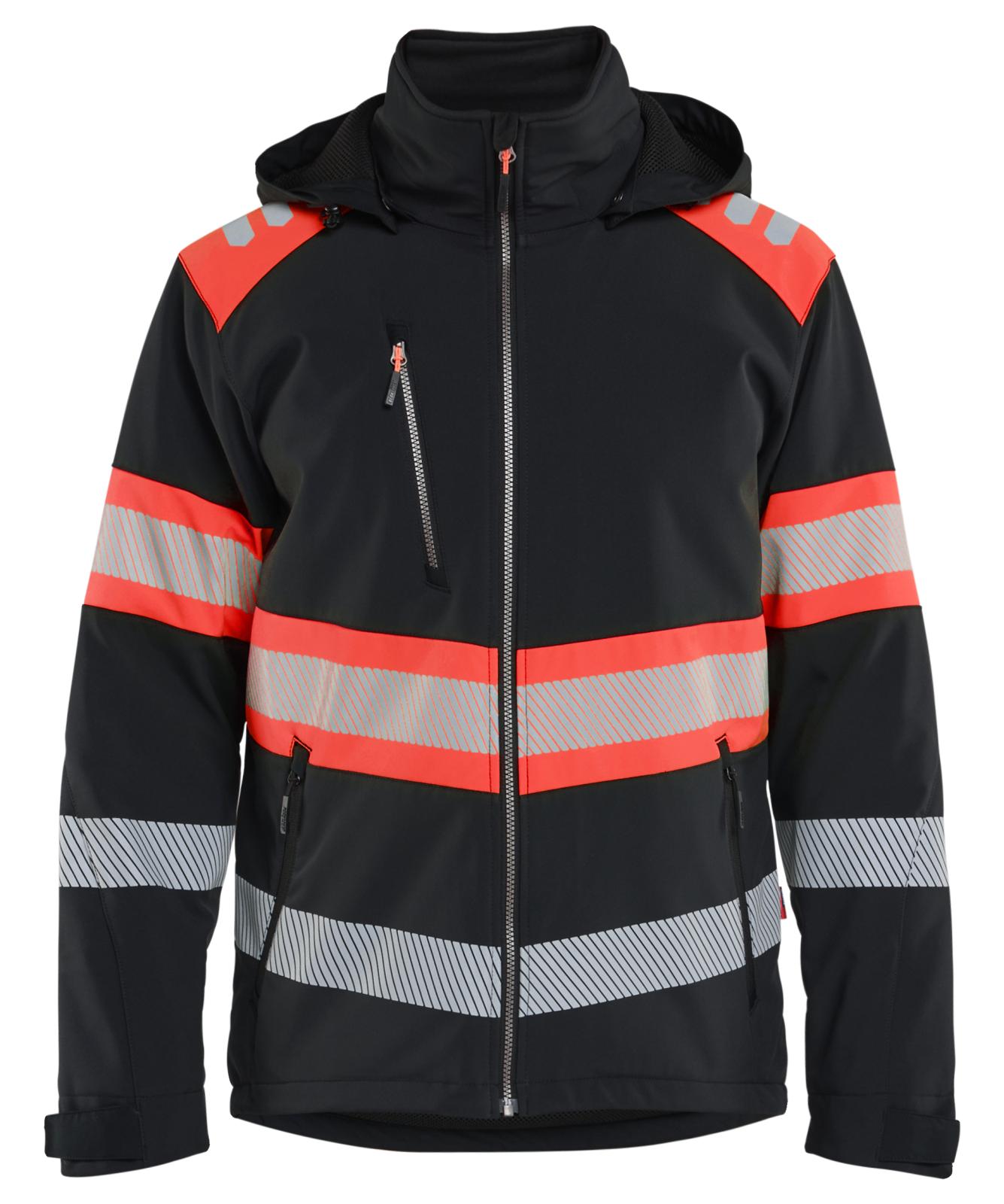 Blaklader High Vis Lichtgewicht softshell jack gevoerd high vis Jack 44892513 Lichtgewicht softshell gevoerd high vis zwart-fluo rood(9955)