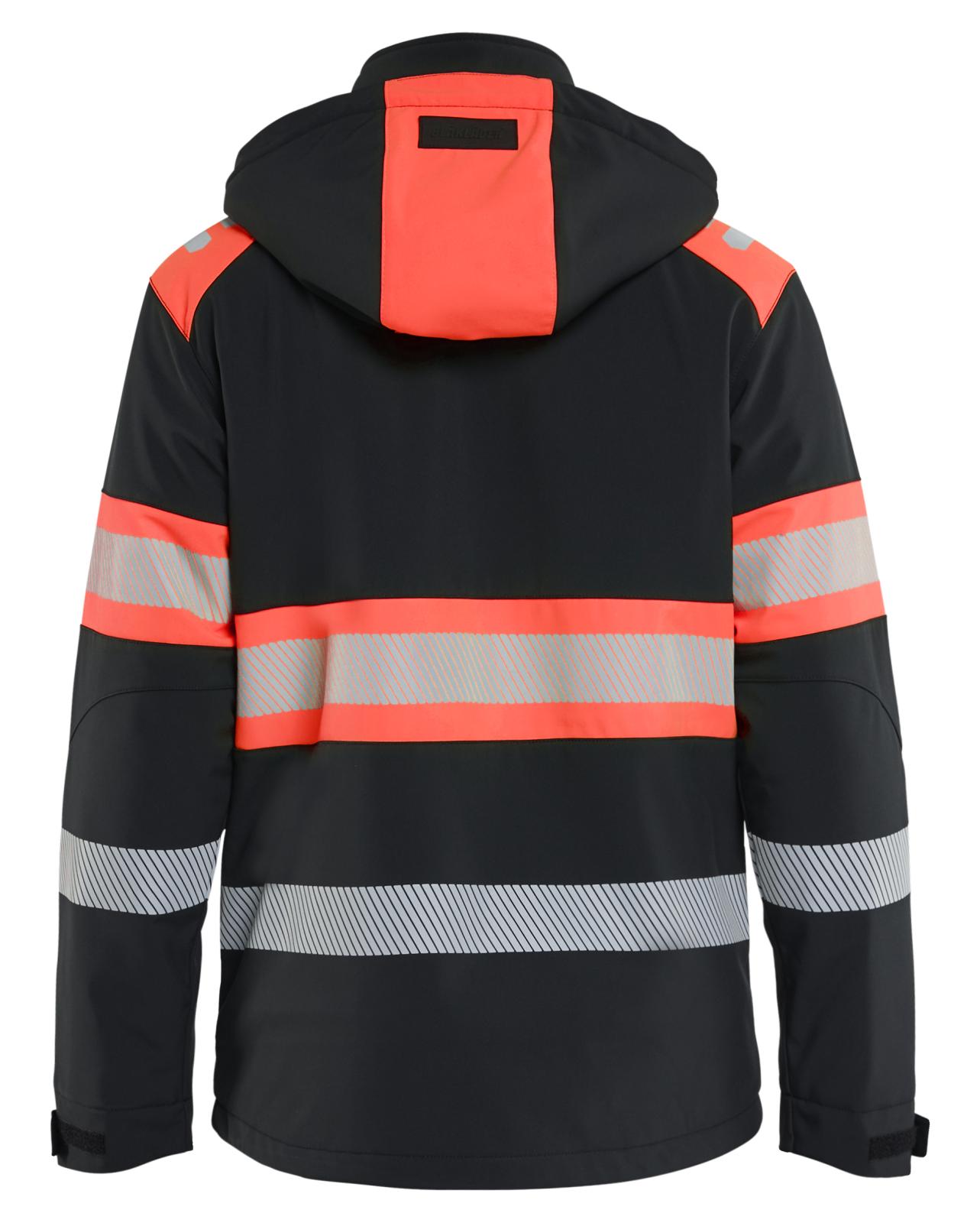 Blaklader High Vis Lichtgewicht softshell jack gevoerd high vis Jack 44892513 Lichtgewicht softshell gevoerd high vis zwart-fluo rood(9955)