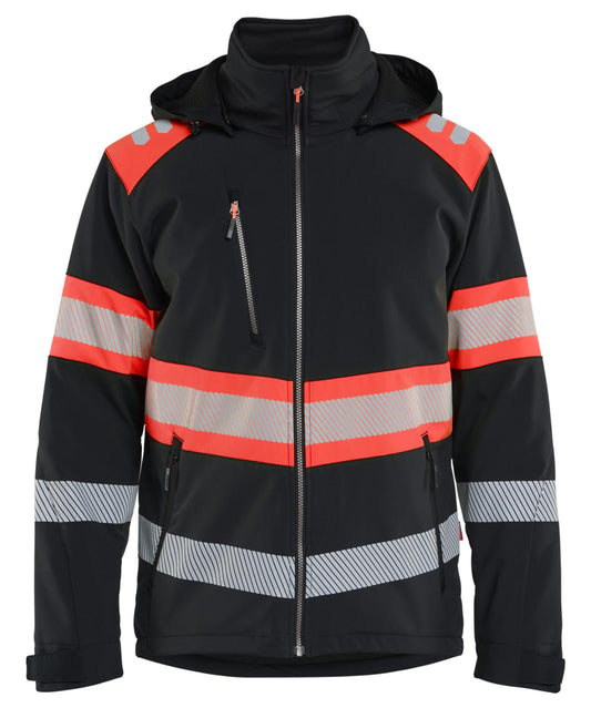 Blaklader High Vis Lichtgewicht softshell jack gevoerd high vis Jack 44892513 Lichtgewicht softshell gevoerd high vis zwart-fluo rood(9955)