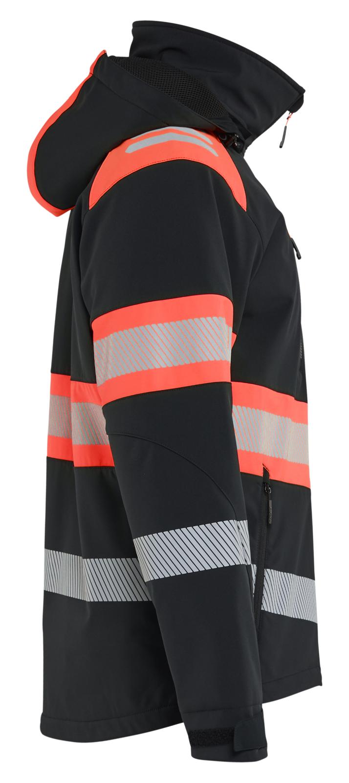 Blaklader High Vis Lichtgewicht softshell jack gevoerd high vis Jack 44892513 Lichtgewicht softshell gevoerd high vis zwart-fluo rood(9955)