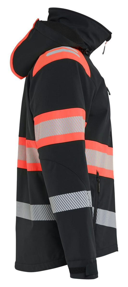 Blaklader High Vis Lichtgewicht softshell jack gevoerd high vis Jack 44892513 Lichtgewicht softshell gevoerd high vis zwart-fluo rood(9955)