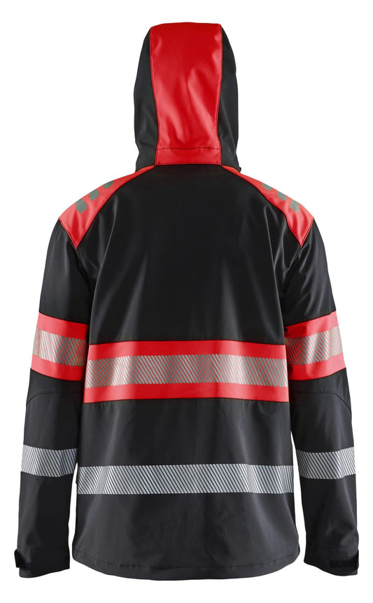 Blaklader High Vis Jack 44942513 softshell HiVis waterdicht winddicht ademend zwart-fluo rood(9955)