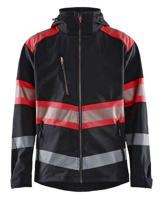 Blaklader High Vis Jack 44942513 softshell HiVis waterdicht winddicht ademend zwart-fluo rood(9955)