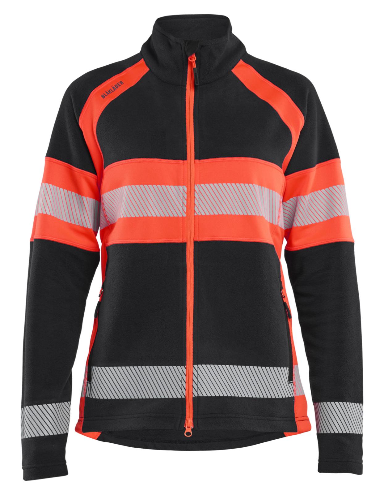 Blaklader Dames High Vis Vest 47181010 Microfleece HiVis zwart-fluo rood(9955)