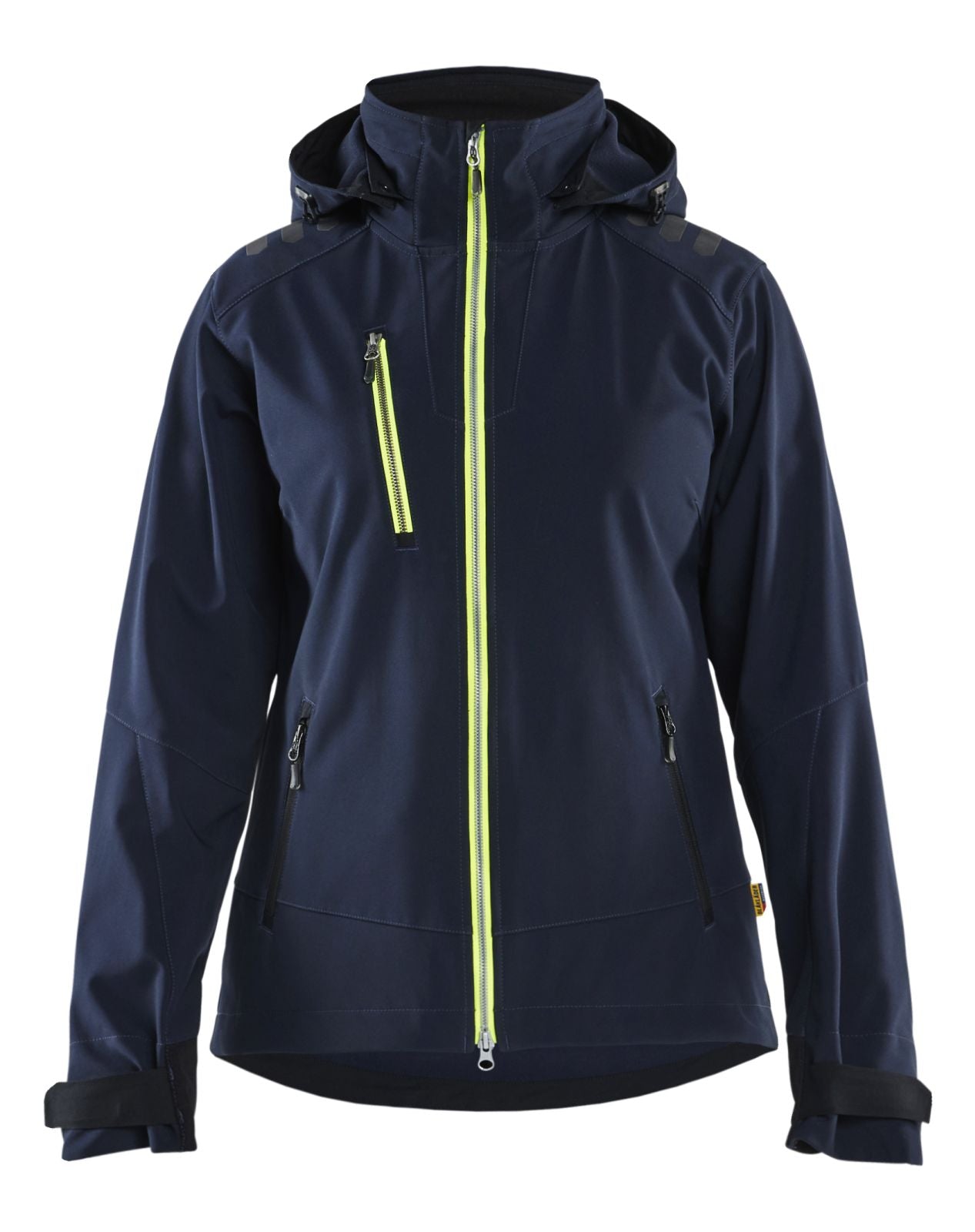 Blaklader Wind regen sneeuw Dames Jack 47192513 softshell waterdicht winddicht ademend donker marineblauw-fluo geel(8633)